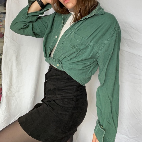 Green button down long sleeve t-shirt vintage - Picture 4 of 12